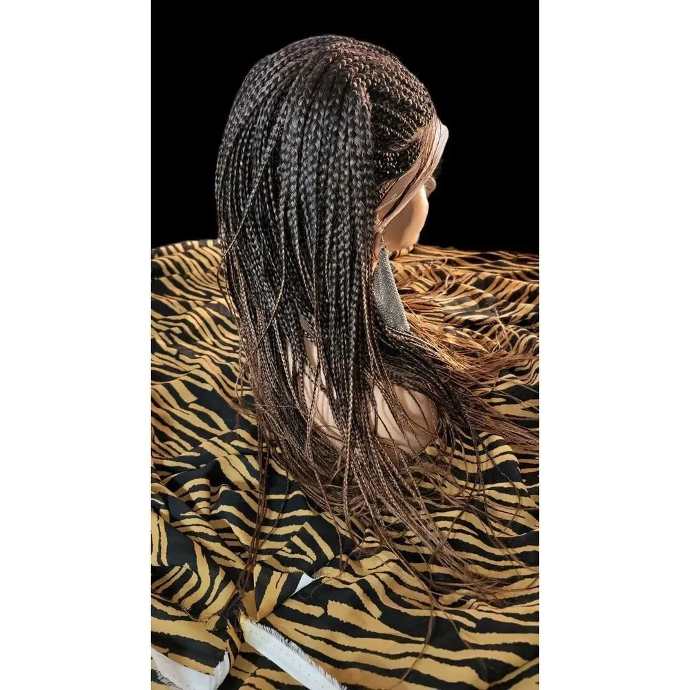 Handmade Braided Wig- Ombre Color Brown Chesnut, Ghana Weave